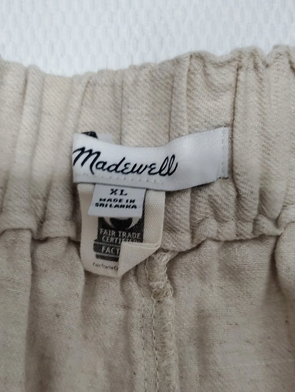 Madewell Clean Pull On Linen Blend Shorts Pleated Elastic Waist Tan Women XL